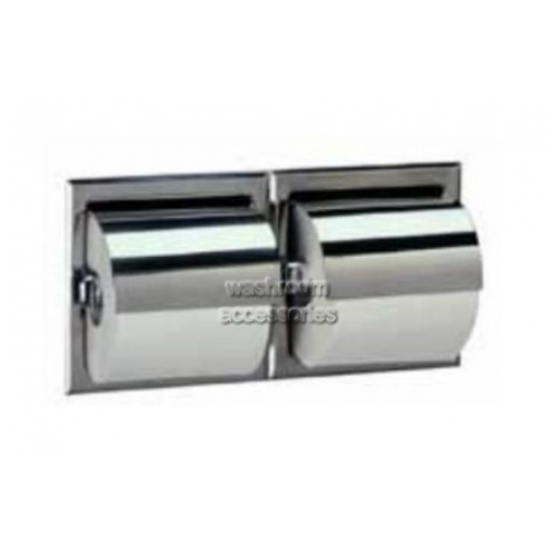 View B699 Double Toilet Roll Holder Recessed with Hoods details.
