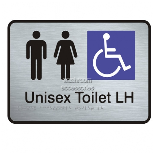 View VISS-UAT Unisex Accessible Toilet Left Hand Sign with Braille - LAST STOCK details.