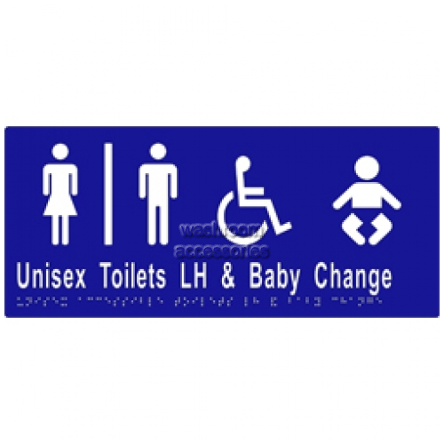 View ML16283 Braille Sign Unisex Accessible Toilets Divided LH and Baby Change details.