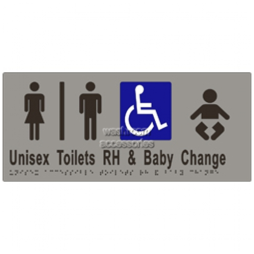 View ML16284 Braille Sign Unisex Accessible Toilets Divided RH and Baby Change details.