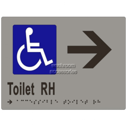 View ML16273 Braille Sign Accessible Toilets RH Transfer and Arrow details.