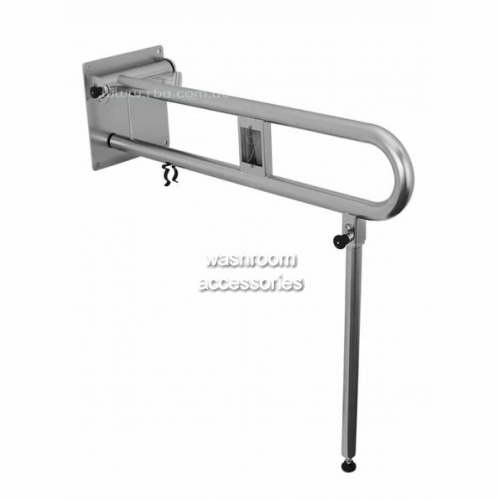 View RBA4007 Drop Down Grab Rail with Nurse Call Plate and Leg details.