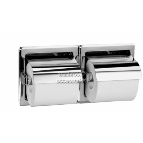 5123 Double Toilet Roll Holder Recessed with Hoods
