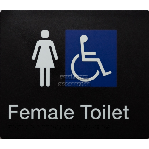 View FDT Female Accessible Toilet Sign Braille details.