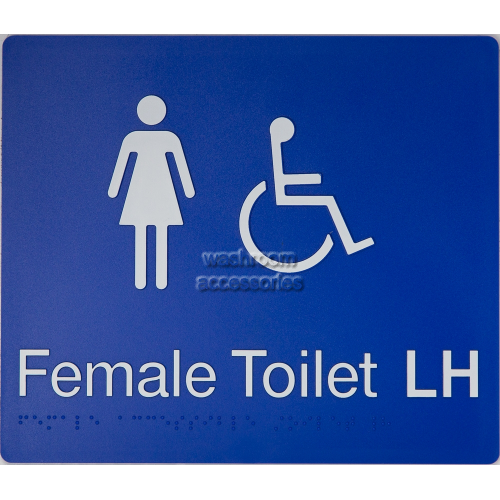 View FDTLH Female Accessible Toilet Left Hand Sign Braille details.