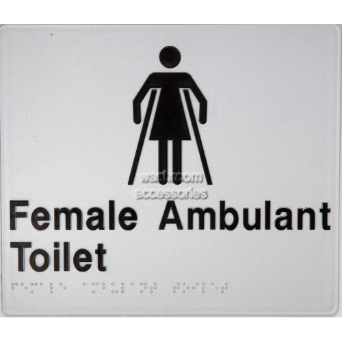 View FAT Female Ambulant Toilet Sign Braille details.