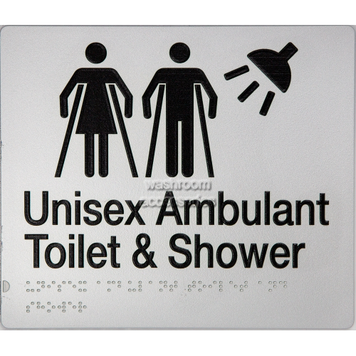 View MFATS Unisex Ambulant Toilet and Shower Sign Braille details.