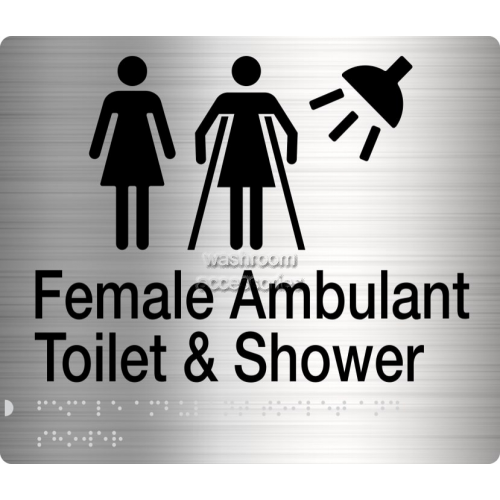 View FFATS Female Female Ambulant Toilet and Shower Sign Braille details.