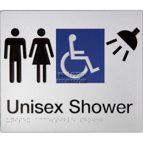 View MFDS Unisex Accessible Shower Sign Braille details.