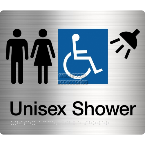 View MFDS Unisex Accessible Shower Sign Braille details.