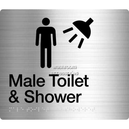 MTS Male Toilet and Shower Sign Braille