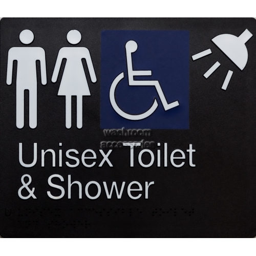 View MFDTS Accessible Unisex Toilet and Shower Sign Braille details.