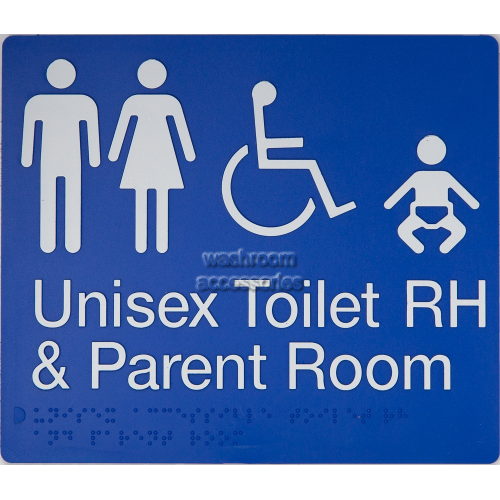 MFDTPRH Unisex Accessible Toilet Right Hand and Parent Room Sign Braille