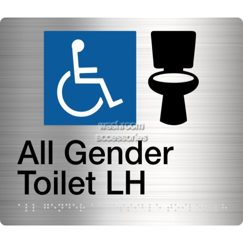 View All Gender Accessible Toilet LH Sign Braille details.