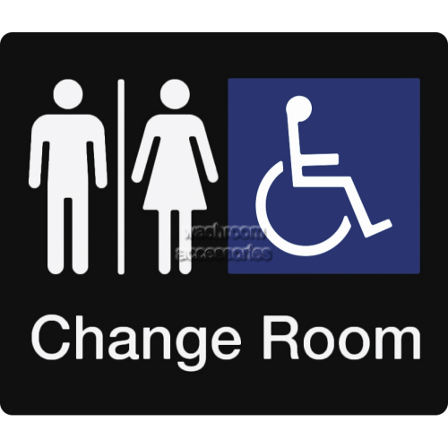 View MFDC Unisex Accessible Change Room Sign Braille details.