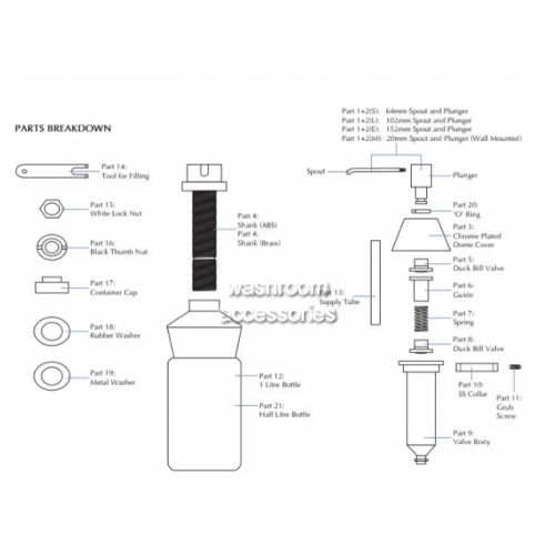 Replacement Parts for 632 Soap Dispensers