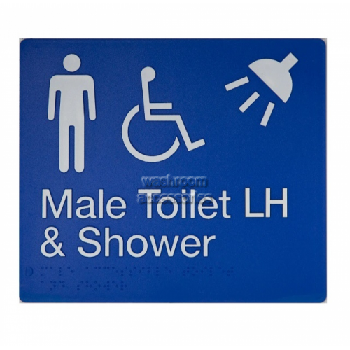 View MDTSLH Accessible Male Toilet Left Hand and Shower Sign Braille details.
