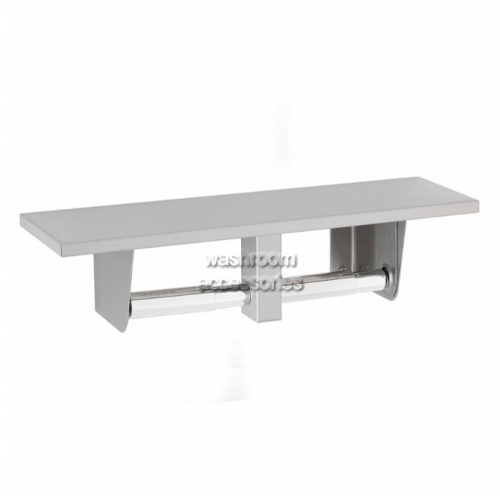 View B2840.60 Double Toilet Roll Holder with Shelf Theft Resistant details.