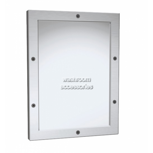 View 10-105-14 Steel Mirror with Frame Vandal Resistant Front Mounting details.