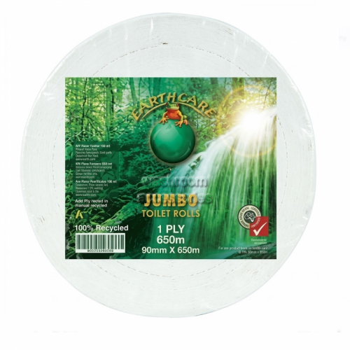 View 3/ECJ500 Earthcare Jumbo Toilet Rolls 500m details.